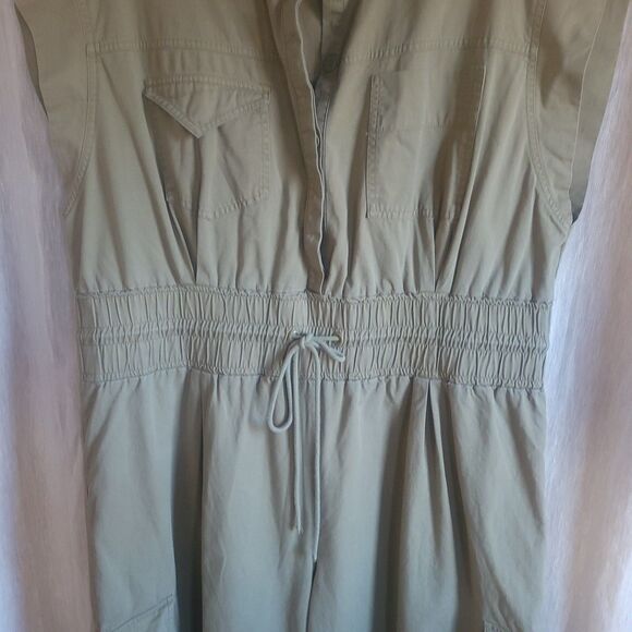 FARM RIO Olive Green Cotton Utility Camp Harem Drawstring Pants Jumpsuit XL - Picture 7 of 14